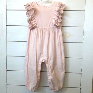 Gap eyelet ruffled sleeve pant romper